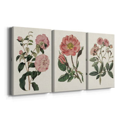 Mélange de fleurs roses IV - toile tendue sur mesure - 3 pièces