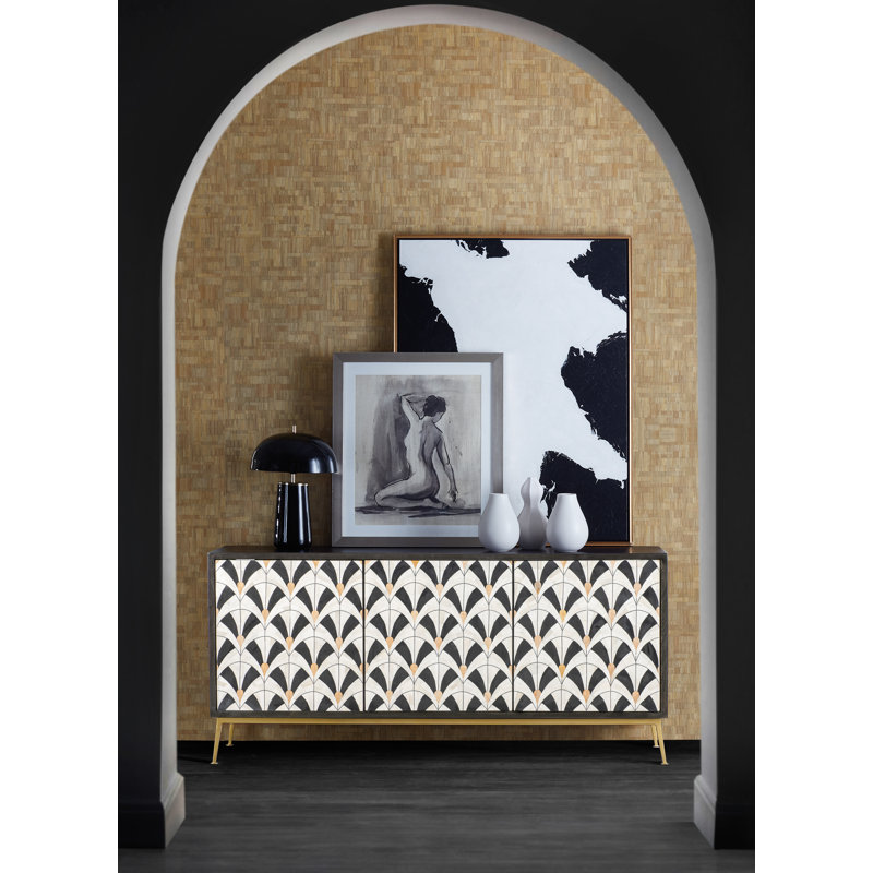 Transitional Black and White Patterned Credenza