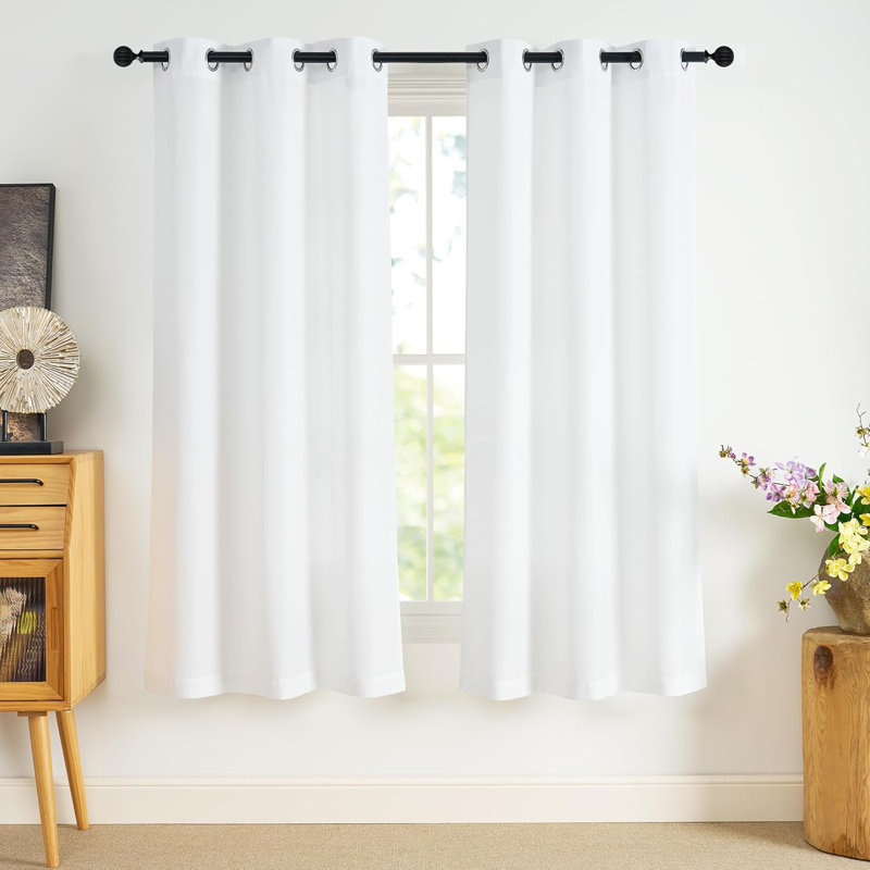  White Sheer Curtains Privacy Non See Through Drapes for Bedroom Living Room, 2 Panels Light Filtering Grommet Top Semi Sheer Curtains for Nursery