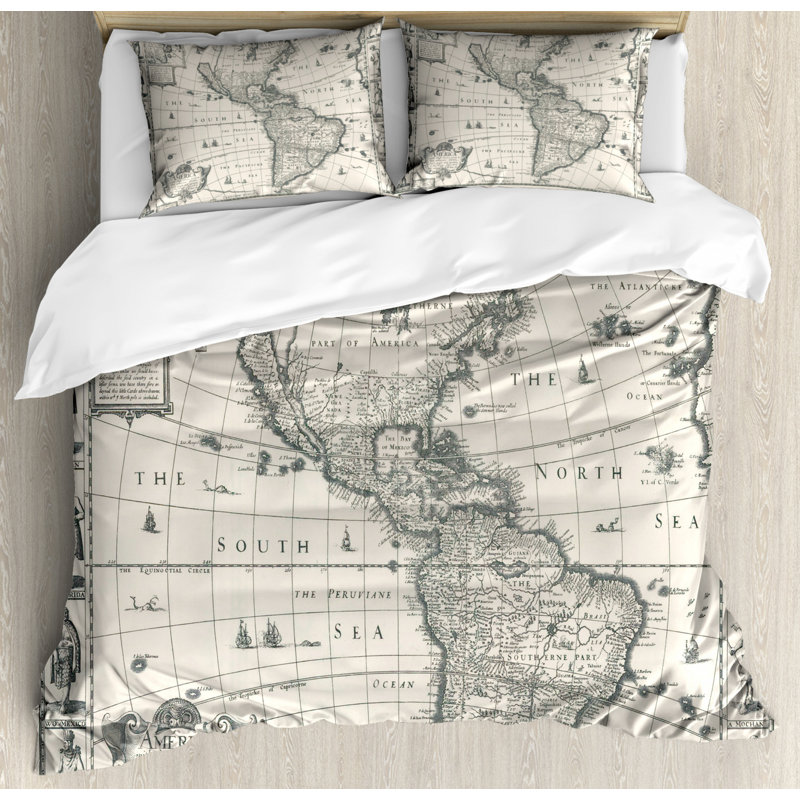 Cottage Americana Polyester Duvet Cover, Queen Duvet Cover + 2 Shams