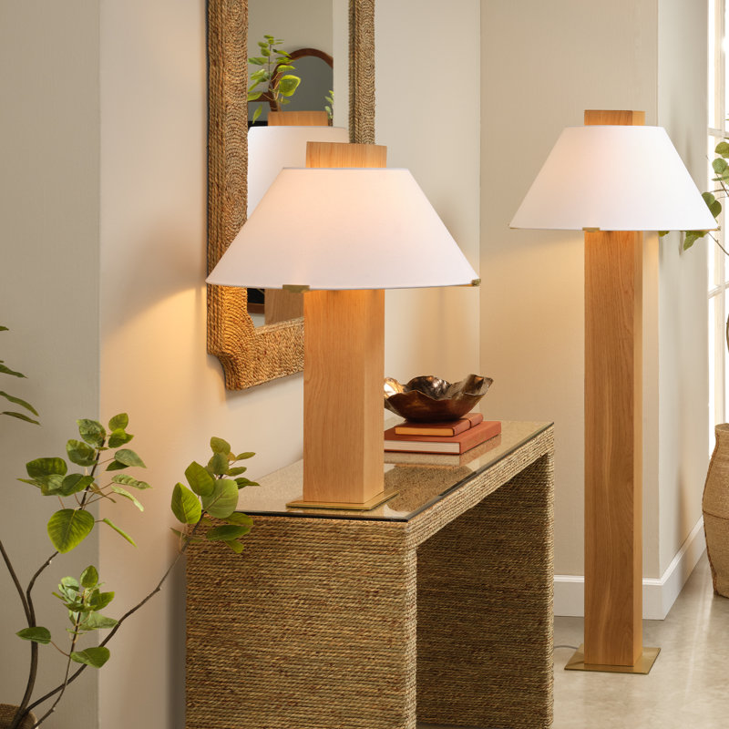 Craftsman Veneer Table Lamp, Natural Oak