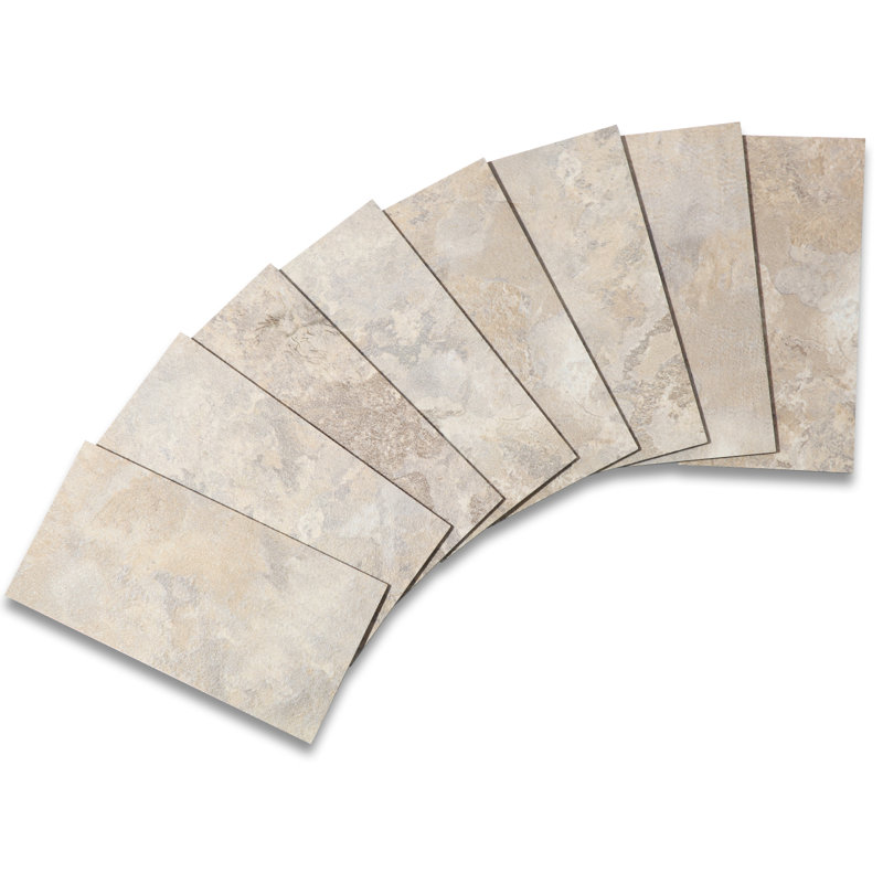 3'' W x 6'' L 3D PVC Composite Peel and Stick Backsplash Tile, Beige Rocks Stone