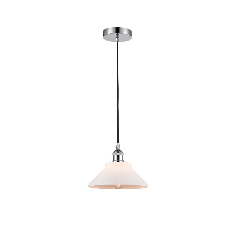 Luminaire suspendu conique à 1 lumière Choccolocco, Blanc mat, Chrome poli