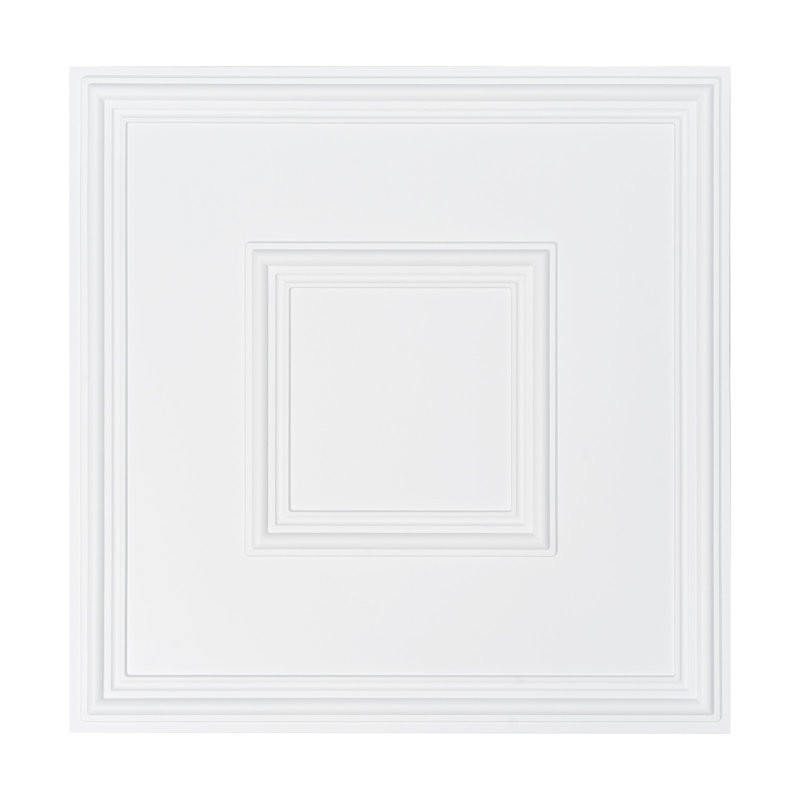 Carreaux de plafond, paquet de 12 24 po x 24 po, tuiles de plafond en PVC de qualité supérieure, carreau de plafond à coller en plastique facile à installer / à couper, revêtement de plafond pour la décoration de maison / bureau, géométrique blanc