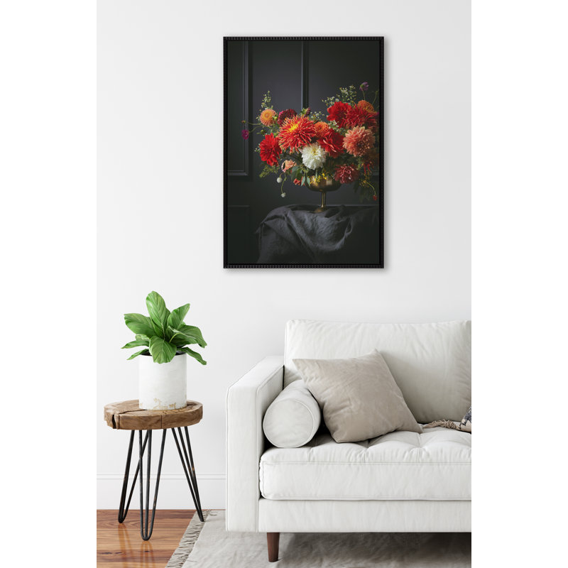 «Floral Study Black Offset» par Emiko et Mark Franzen, reproduction d'art sur toile encadrée, Noir