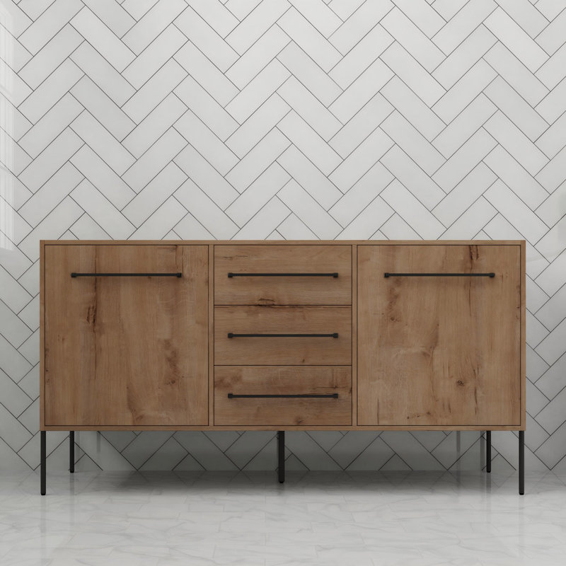 Base de meuble-lavabo autoportant 60 "avec tablettes et tiroirs 60"