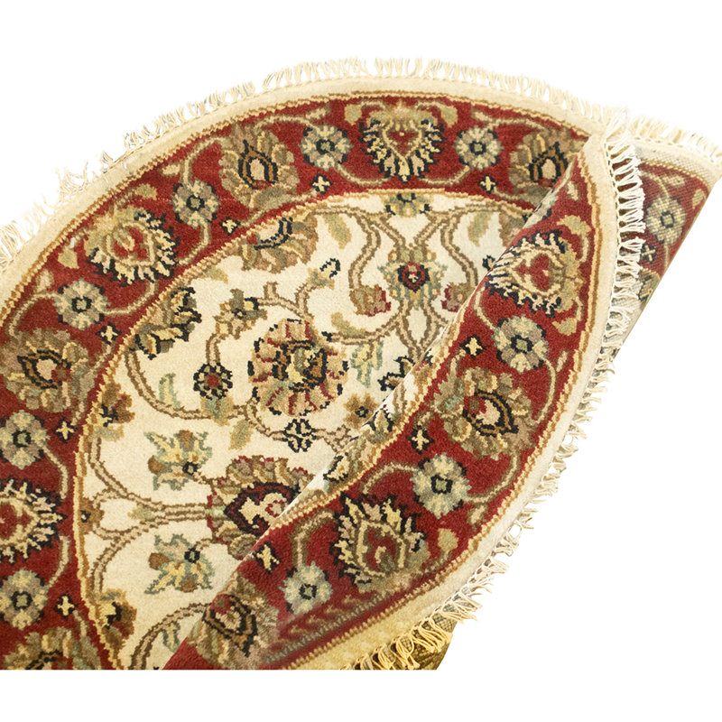 Tapis ivoire et rouge noué à la main de haute qualité