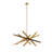 Chalker 12-Light Viper Sleek Golden Rod Natural Brass Sputnik Chandelier Adjustable Arms