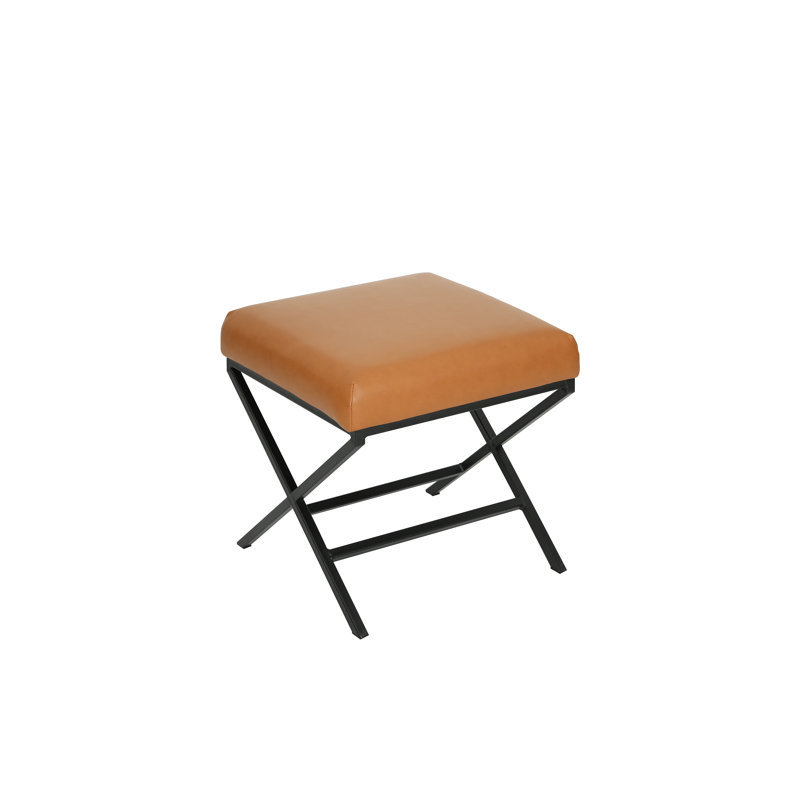 Repose-pieds 20 po carré en métal avec similicuir brun caramel