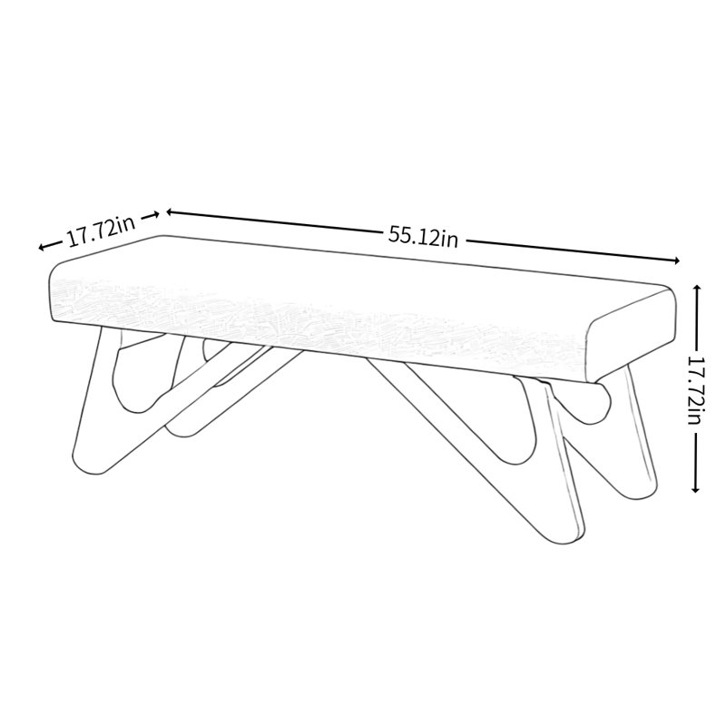Banc simple en bois massif blanc cassé