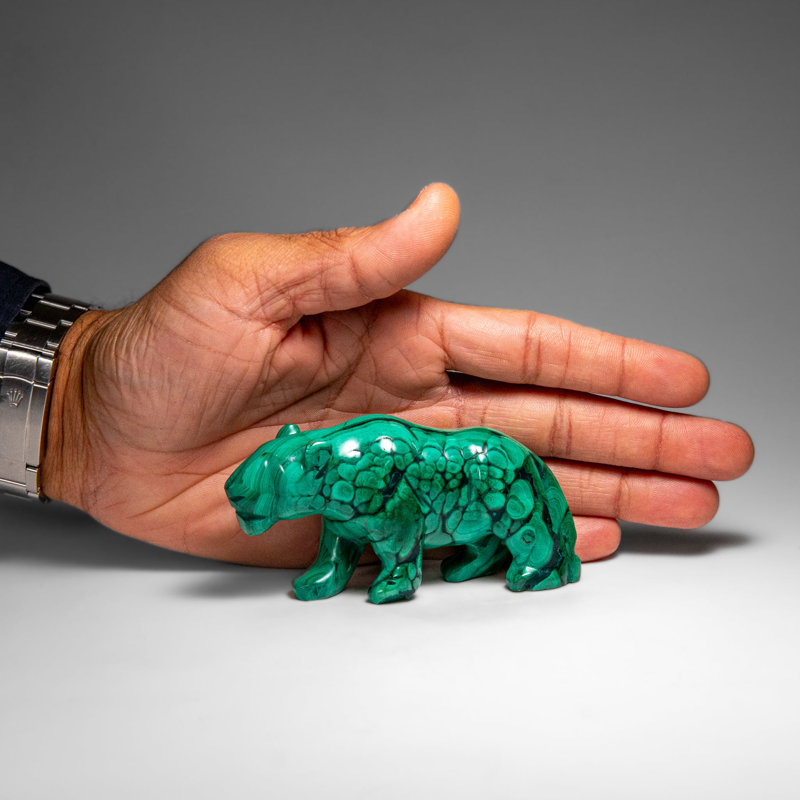 Genuine Polished Malachite Panther Carving (242.2 Grams)