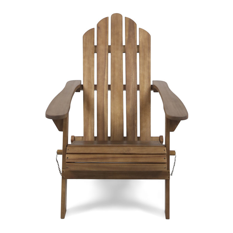 Chaise Adirondack pliable en bois massif Lilwenn, Brun foncé