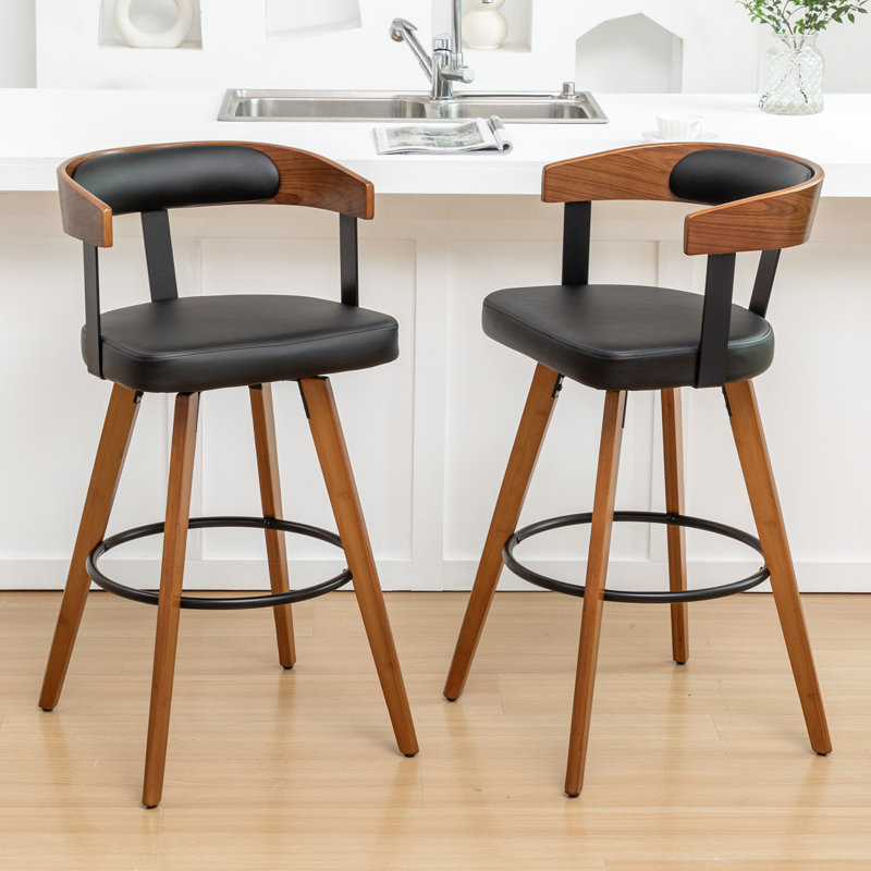 Tabourets de comptoir pivotants en cuir Modern, Tabouret de comptoir (siège d'une hauteur de 26,3, Noir