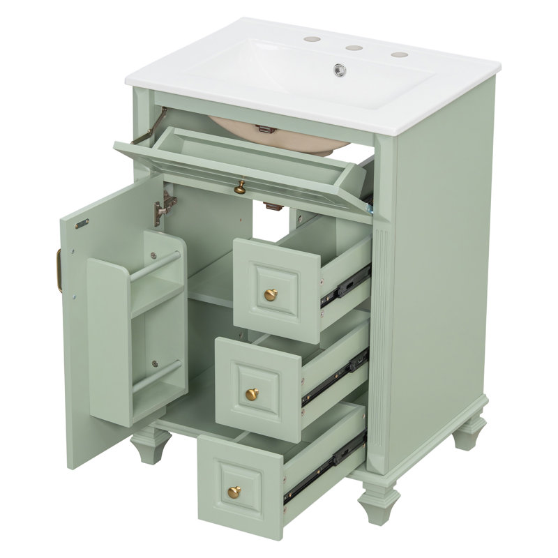 Meuble-lavabo 24 po avec lavabo, Vert