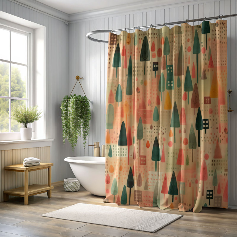 Rideau de douche abstrait Ingleton, H 74 po x l 71 po