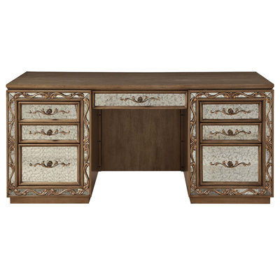 Orianne Executive Writing Desk, Antique Gold Finish