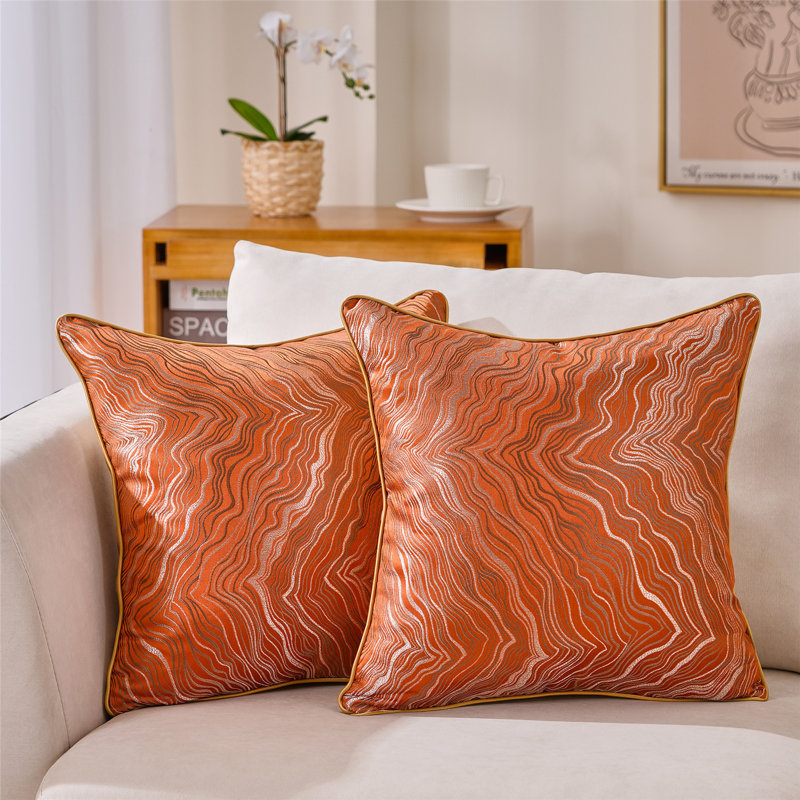 Abstract Reversible Throw Pillow, 18" x 18", Orange, Pillow Cover Only - No Insert
