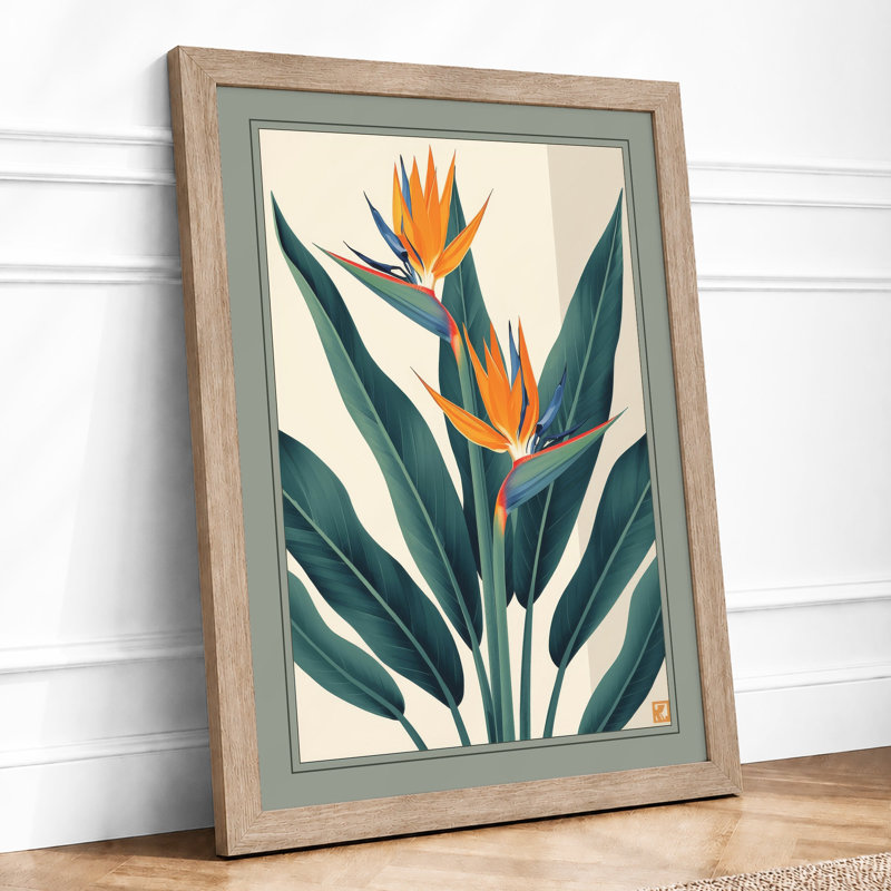 Tropical Bloom Botanical - Framed Print, A4 - 29.7 x 21.0 cm, Oak