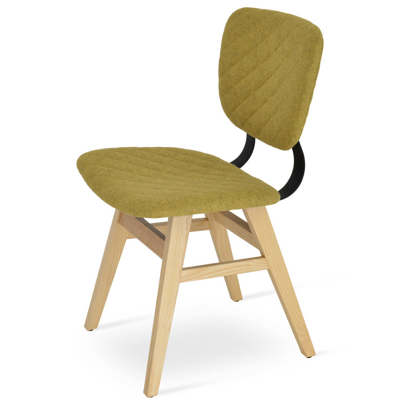Hazal Wood Dining Chair in wool, Ash Natural, Amber Wool