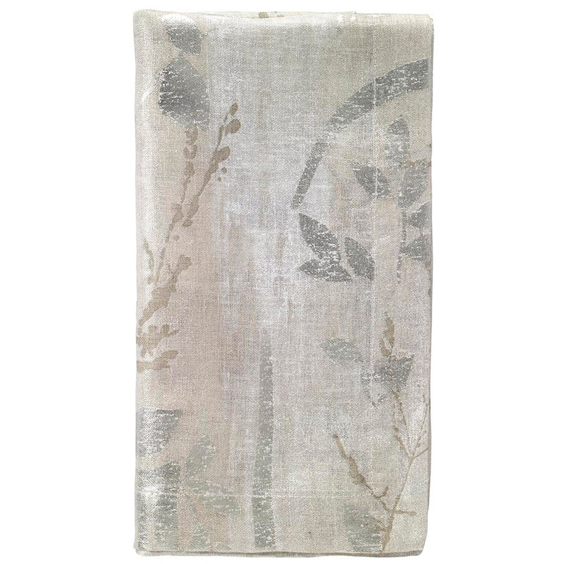 Avignon Metallic Print Linen Napkin, Pearl