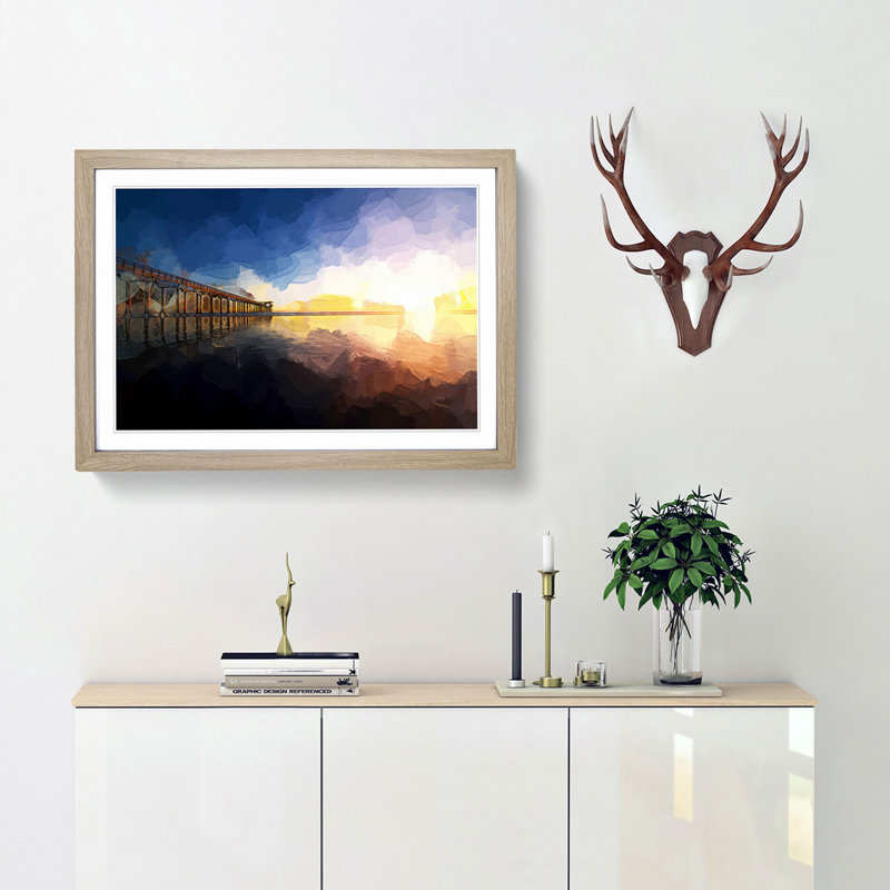 Pier in San Diego - Rectangle Print on MDF, 62cm H x 87cm W x 2cm D, Oak Framed