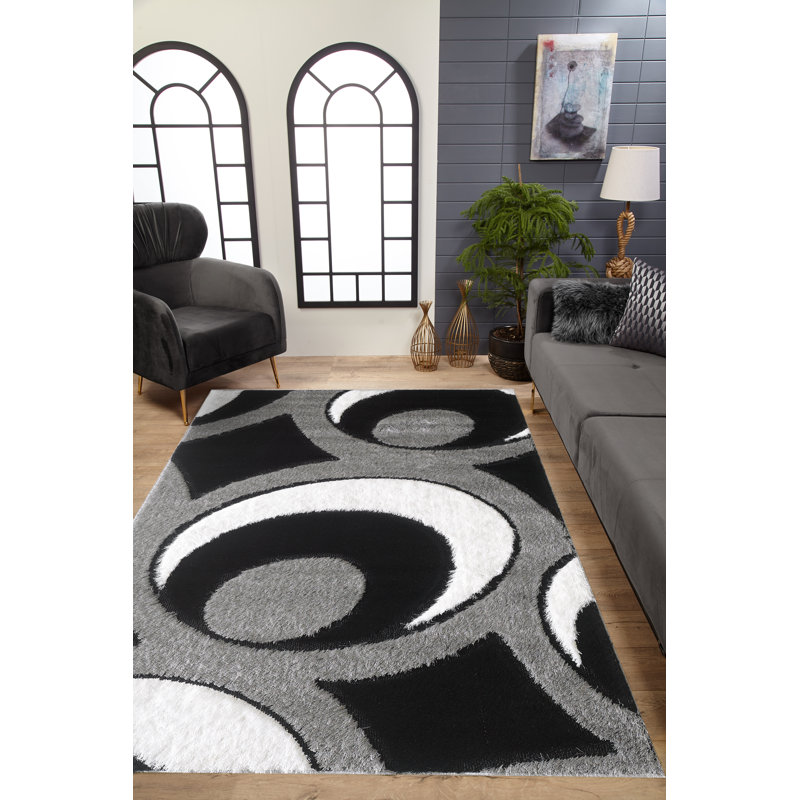 Tapis à poil long gris Allese, Rectangle 4 pi x 6 pi