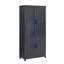 Bibliothèque Mid-Century à 6 tablettes avec portes en verre trempé gris anthracite Jodie H 67,6 "x l 31"-435564024