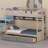 Whimsical Castle-Style Bunk Bed with Integrated Storage Drawers, Open Shelving, and Built-In LED Lighting System-1753512606