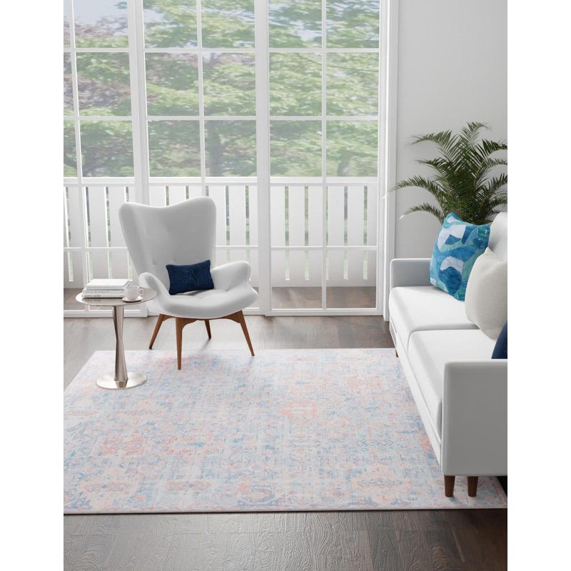 Mayzelle Chenille Oriental Indoor Rug, Square 7'7"