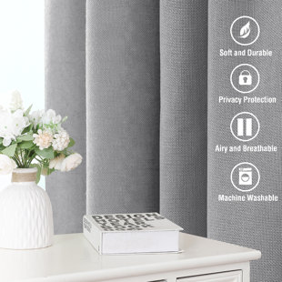Linen Curtains for Living Room 2 Panels Back Tab Loop Pocket Textured Light Filtering Semi Sheer Rustic Farmhouse Boho Curtain for Bedroom
