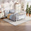 Lit plateforme en métal à profil bas pour enfants, simple / double avec rails de sécurité, cadre en MDF durable pour un accès facile-129527413-129527415