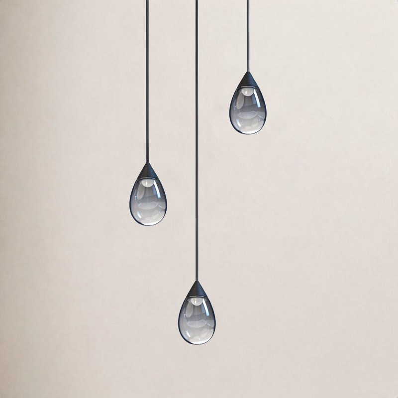 Aliceann 3 - Light LED Cluster Pendant, Matte Black, Smoke
