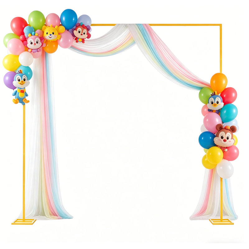 Rectangular Archway Backdrop Frame With Anchor Bolts - Metal Rust-Proof, Reinforced Base Welded, Suitable For Indoor And Outdoor Wedding, Birthday Decoration Backdrop Frame
