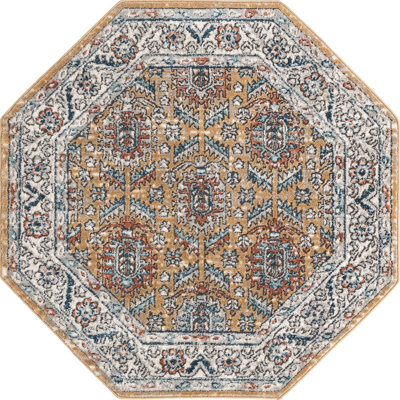 Tapis traditionnel jaune / ivoire
