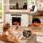 50" TV Compatible - R.W.FLAME Walnut Finish Modern Fireplace TV Stand, 20" Electric Fireplace Included, Entertainment Center with Open Storage Shelves, Ideal for Living Room & Bedroom Decor
