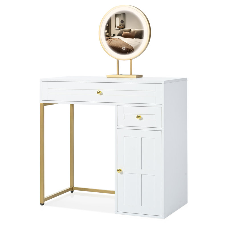 Meuble-lavabo 31,5 "avec miroir lumineux pour chambre à coucher