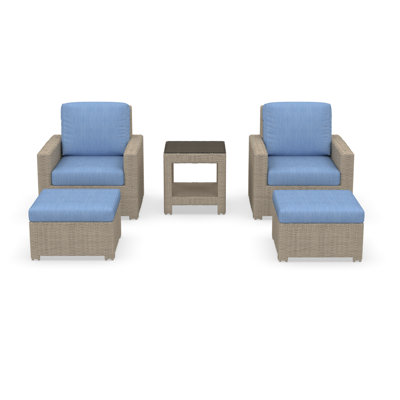 Outdoor Patio Lounge Chair With Ottomans And Sunbrella Cushions