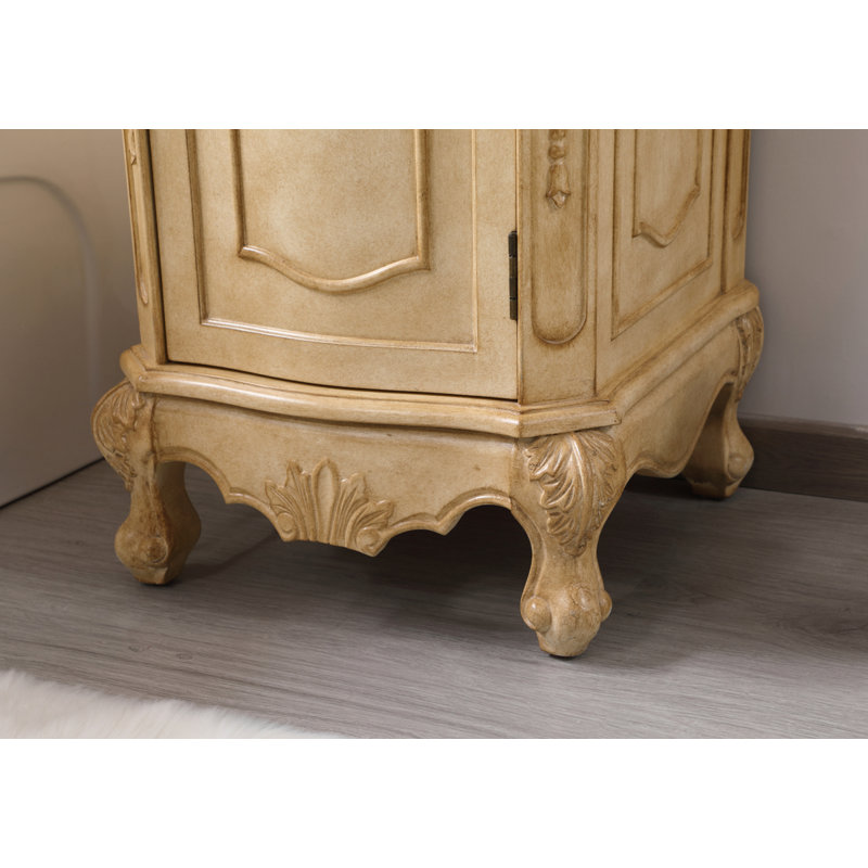 Ensemble de meuble-lavabo simple 19 po Lunette, Beige antique, Blanc ivoire