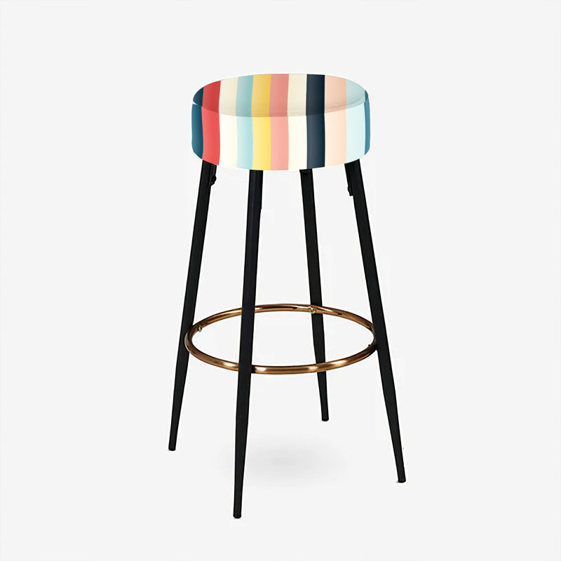 Ensemble de 2 tabourets de bar à rayures colorées Nostalgia