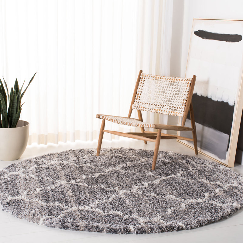 Chilson Shag Performance Geometric Rug, Round 6'7"
