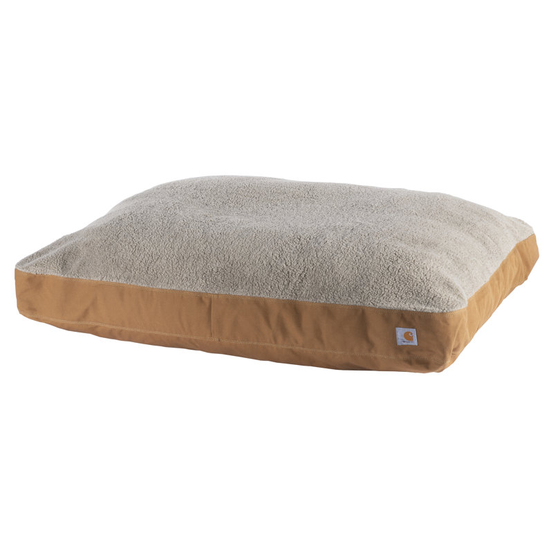 Lit pour chien en toile durable Carhartt, lit pour chien ferme résistant à l'eau, brun Carhartt (plateau en sherpa), moyen