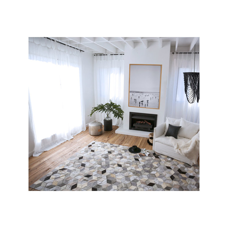 Art Hide Cowhide Area Rug in Gray, Rectangle 9' x 12'
