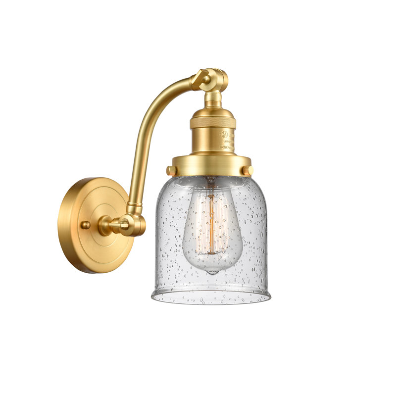 Applique murale 1 lumière 5 po Bell, Ampoule à DEL rétro de 6 watts, Grainé, Or satiné