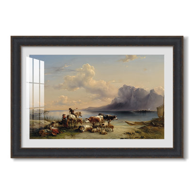Shepherds and Cattle on Lake Attersee, 1852-August Wilhelm Leu-Custom Framed Canvas