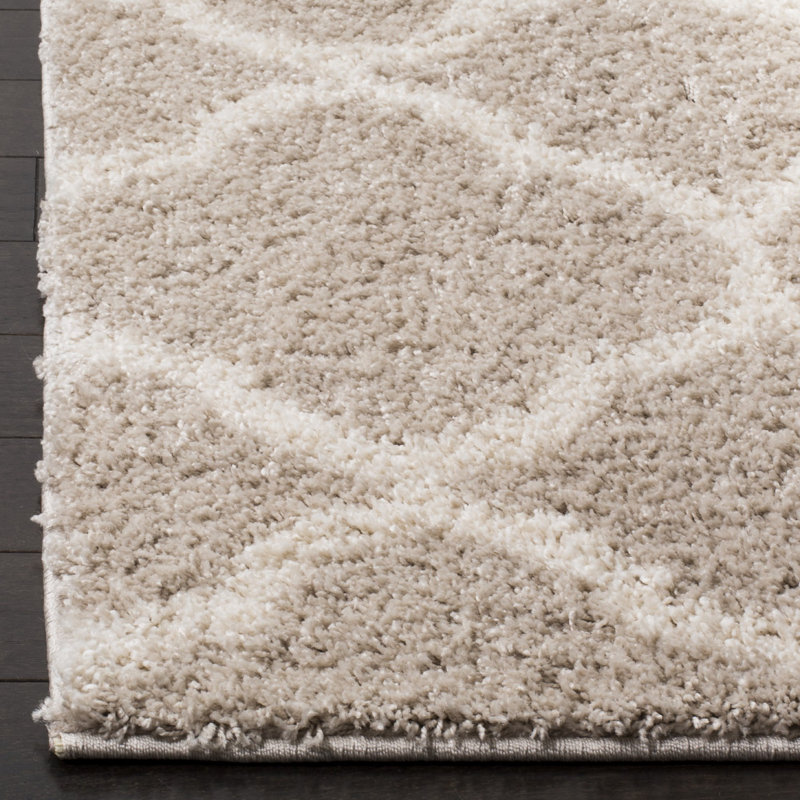 Tapis géométrique gris clair Helsel, Tapis de couloir 2 pi x 8 pi