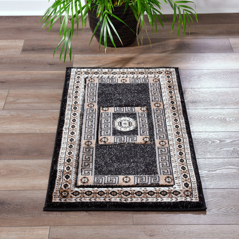 Tapis noir / beige Cool Southwestern, Rectangle 2 pi 1 po x 3 pi 3 po
