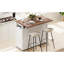 Îlot de cuisine blanc avec drapé perlé, grand rangement, bloc d'alimentation, table à abattants, 3 armoires, tiroirs, tablettes réglables, prise de style 46,5 po, portes de tiroir, rallonge, tablettes, tablette interne,-425596953