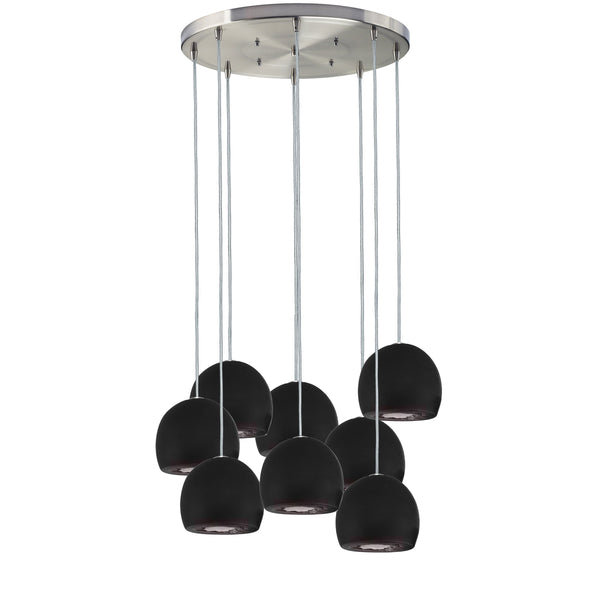 8 - Light Dimmable Dome Chandelier, 60" H x 24" W x 24" D, Nickel, Matte Black