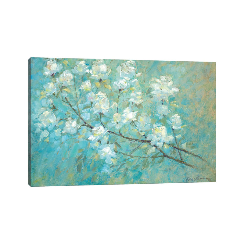 «Wild Rose Blossom» par Ruane Manning - reproduction d'art, H 26 po x l 40 po x 1,5 po, Toile tendue, Aucun mat