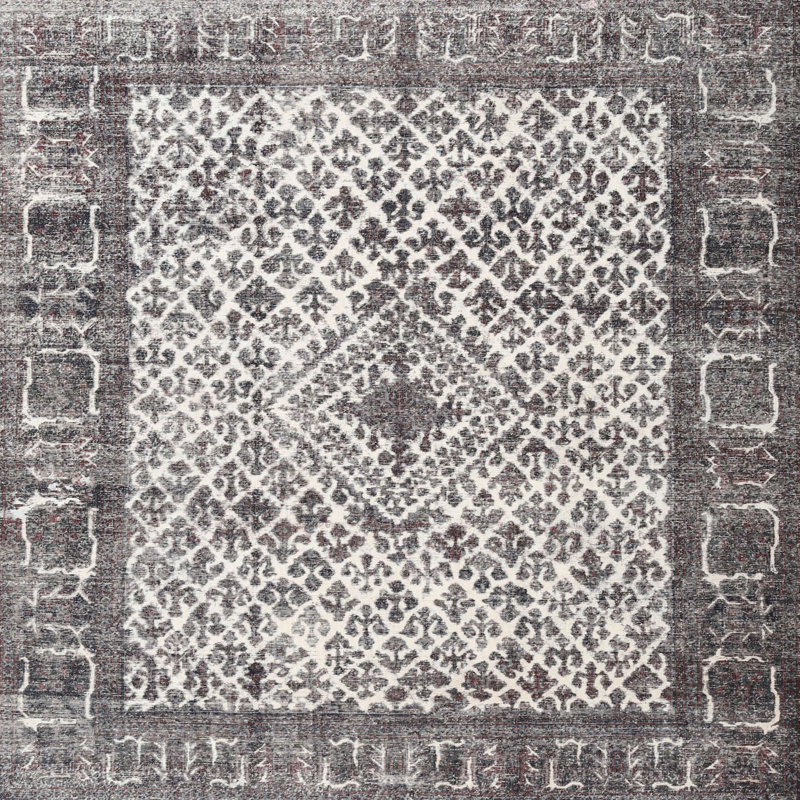 Tapis beige/gris traditionnel Hardyston, Rond 4 pi